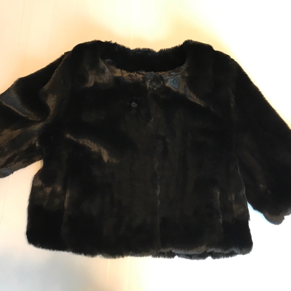 Calvin Klein Faux Fur Mini Shrug Cocktail Holiday Party Winter Wrap Lines XL